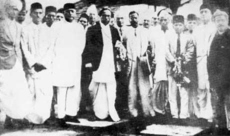Ambedkar with R. B. Srinivasan, G. A. Gawai and others after the Poona Pact, 1932.
