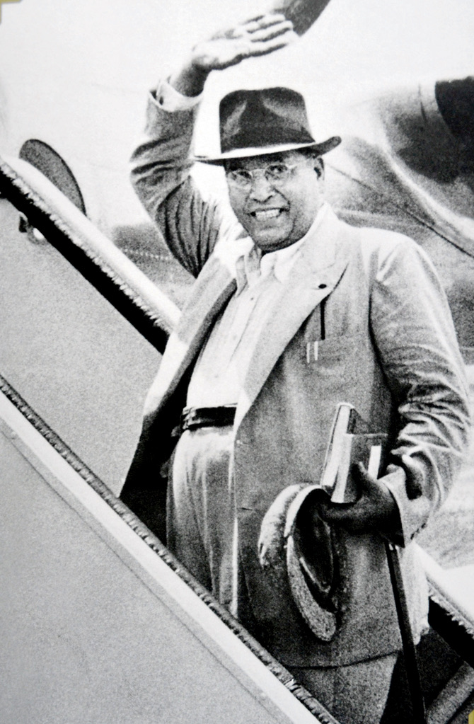 Ambedkar leaving Bombay by plane on 1 June 1952 to receive an honorary LL.D. degree from Columbia University.