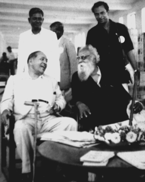 Ambedkar with Periyar E. V. Ramasamy in Rangoon in 1954, where they met in connection with a Buddhist conference.