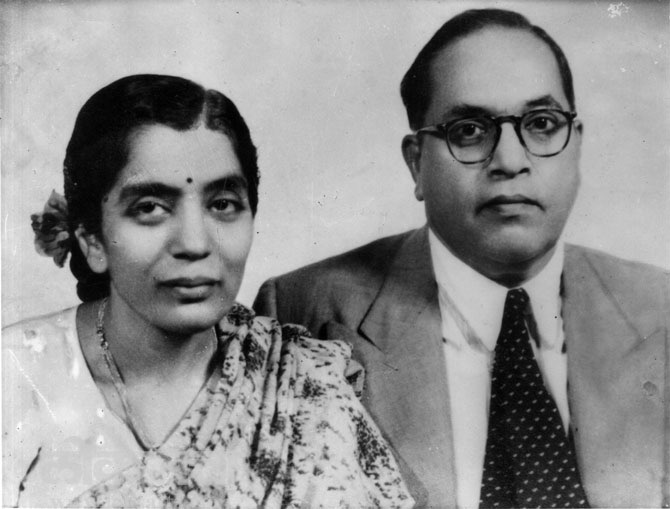 A photograph taken after the wedding of Ambedkar and Dr. Sharada Kabir (later Dr. Savita Ambedkar) in Delhi, April 1948.