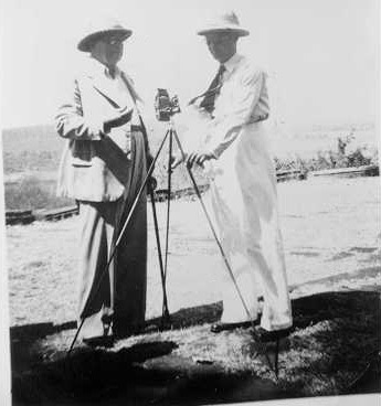 Ambedkar taking a photograph himself at Sanchi, according to the file title on Wikimedia Commons, 1950.
