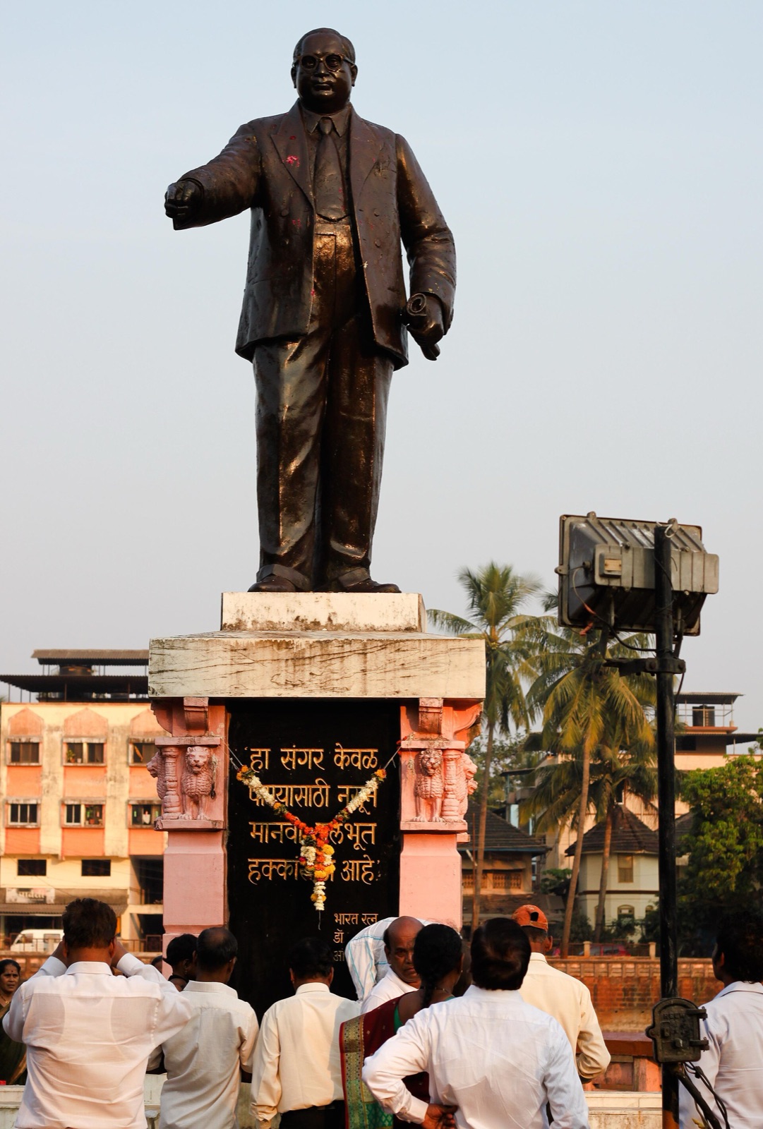 A statue of Ambedkar at Chavdar Tale in Mahad, the site of the 1927 drinking-water satyagraha. Photographed in 2012.