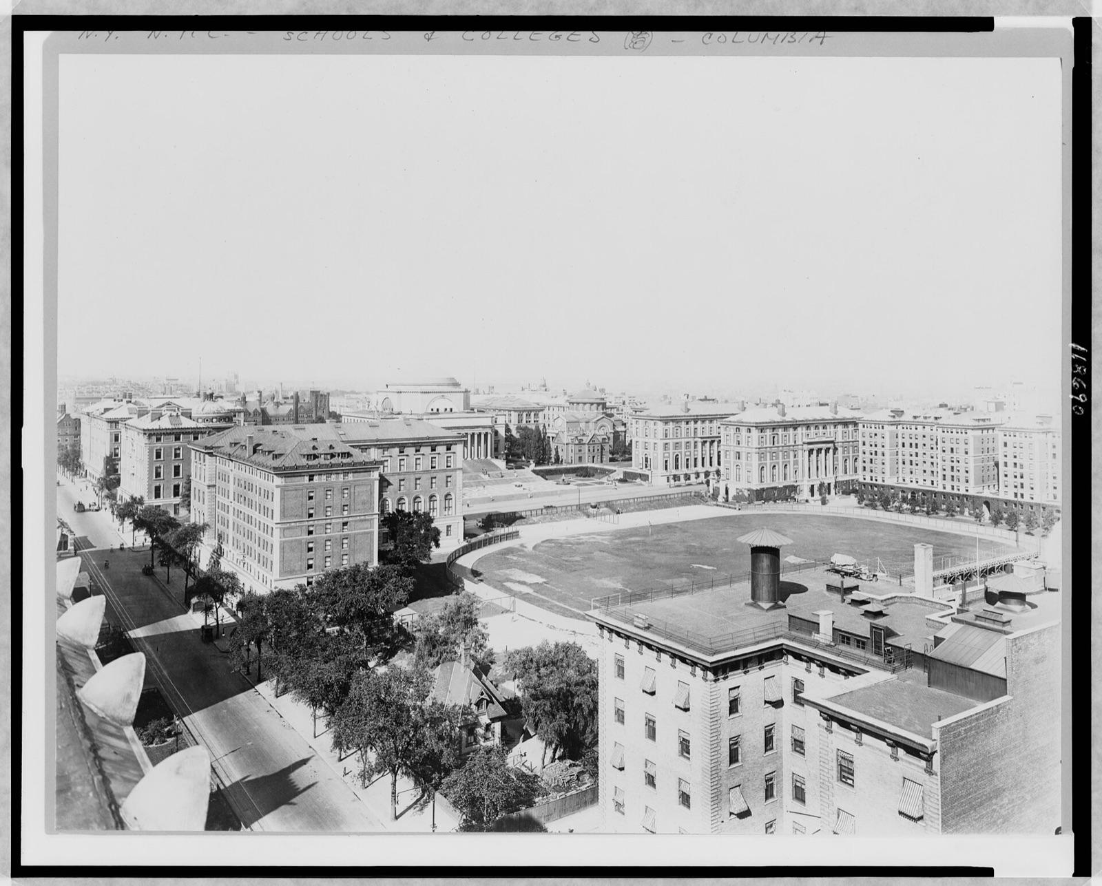 A bird's-eye view of Columbia University, New York City, from a 1916 photographic print in the Library of Congress.