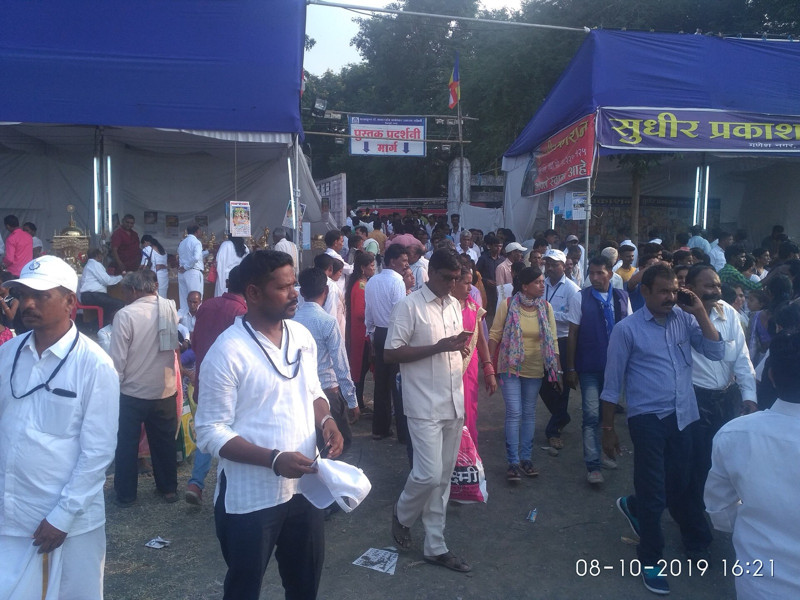 Buddhists gathered at Deekshabhoomi, Nagpur, to celebrate Dhammachakra Pravartan Din, the anniversary of the 1956 conversion, in October 2019.