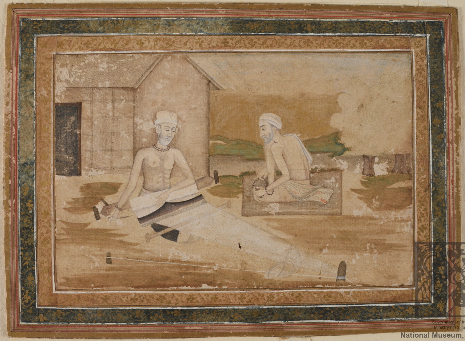A Mughal painting of the poet-saints Kabir (left) and Ravidas (right), dated 1625, in the National Museum, New Delhi. Kabir's teachings were followed in Ambedkar's family, and Ambedkar named Kabir as one of his three gurus.