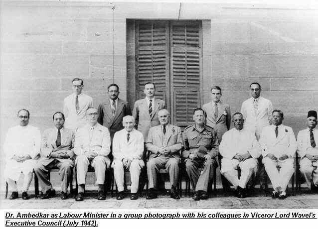 Ambedkar in a group photograph from July 1942, when he became Labour Member of the Viceroy's Executive Council.