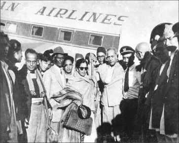 Ambedkar, with Savita Ambedkar, leaving on 15 November 1956 for the Buddhist conference in Kathmandu.
