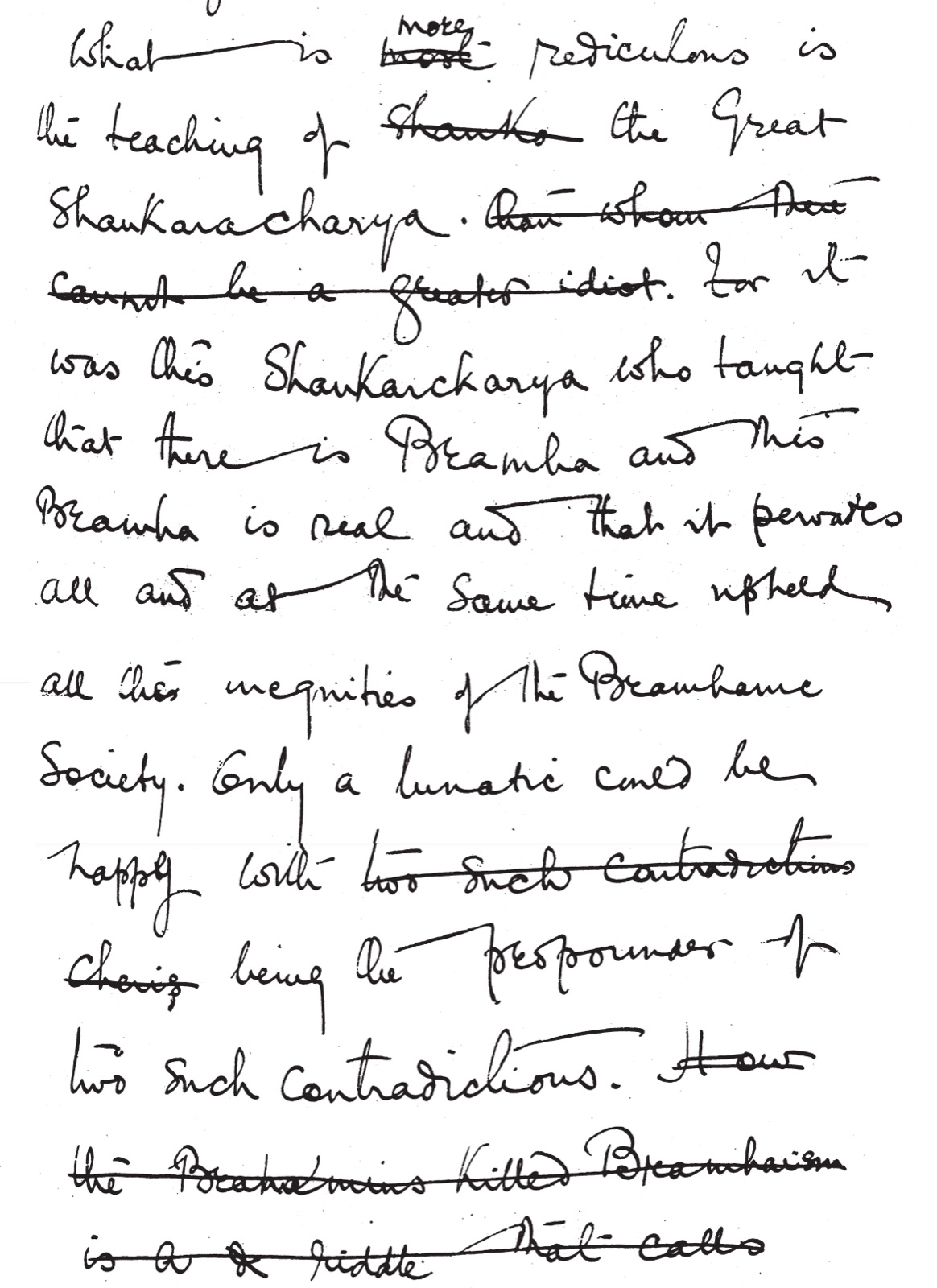 A sample of Ambedkar's handwriting from the manuscript of Riddles in Hinduism, as reproduced in Dr. Babasaheb Ambedkar: Writings and Speeches.