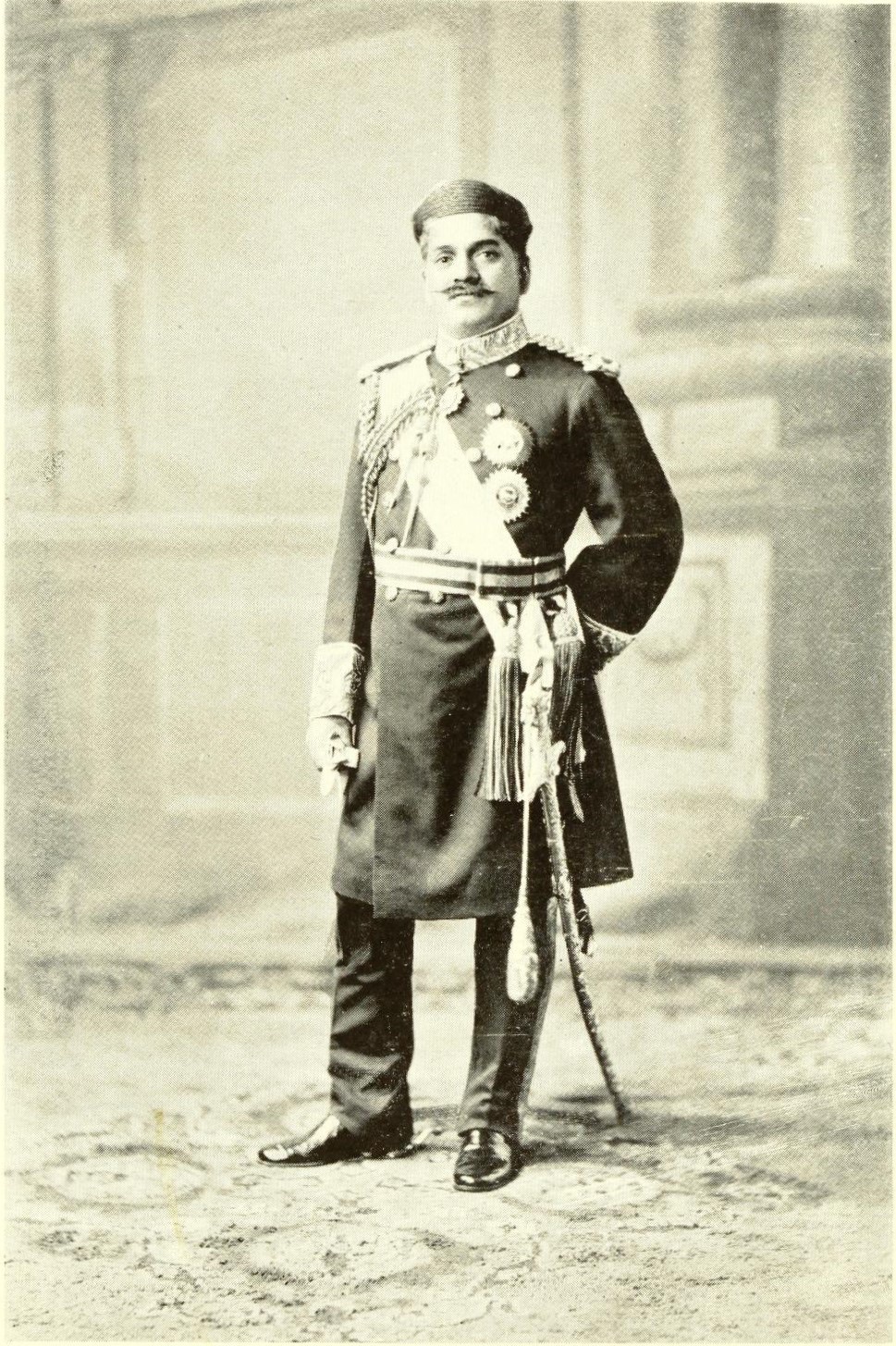 Sayajirao Gaekwad III, the Maharaja of Baroda, from a 1911 Coronation Durbar souvenir book. The Baroda state scholarship helped fund Ambedkar's studies at Columbia University.